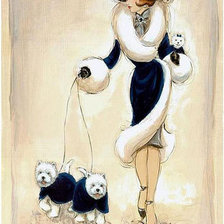 Схема вышивки «ДАМА С СОБАЧКАМИ»