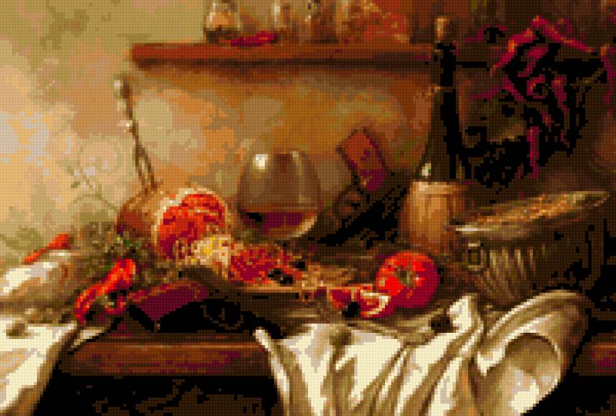 натюрморт - картина натюрморт вино бокал - предпросмотр