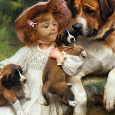 Схема вышивки «МАЛЕНЬКАЯ ДАМА С СОБАЧКАМИ»