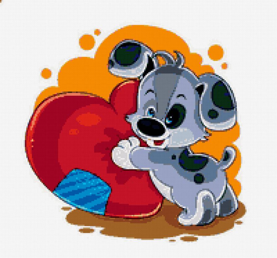 песик - валентинка, любовь, собака, сердечко, валентина, щенок, влюбленных - предпросмотр