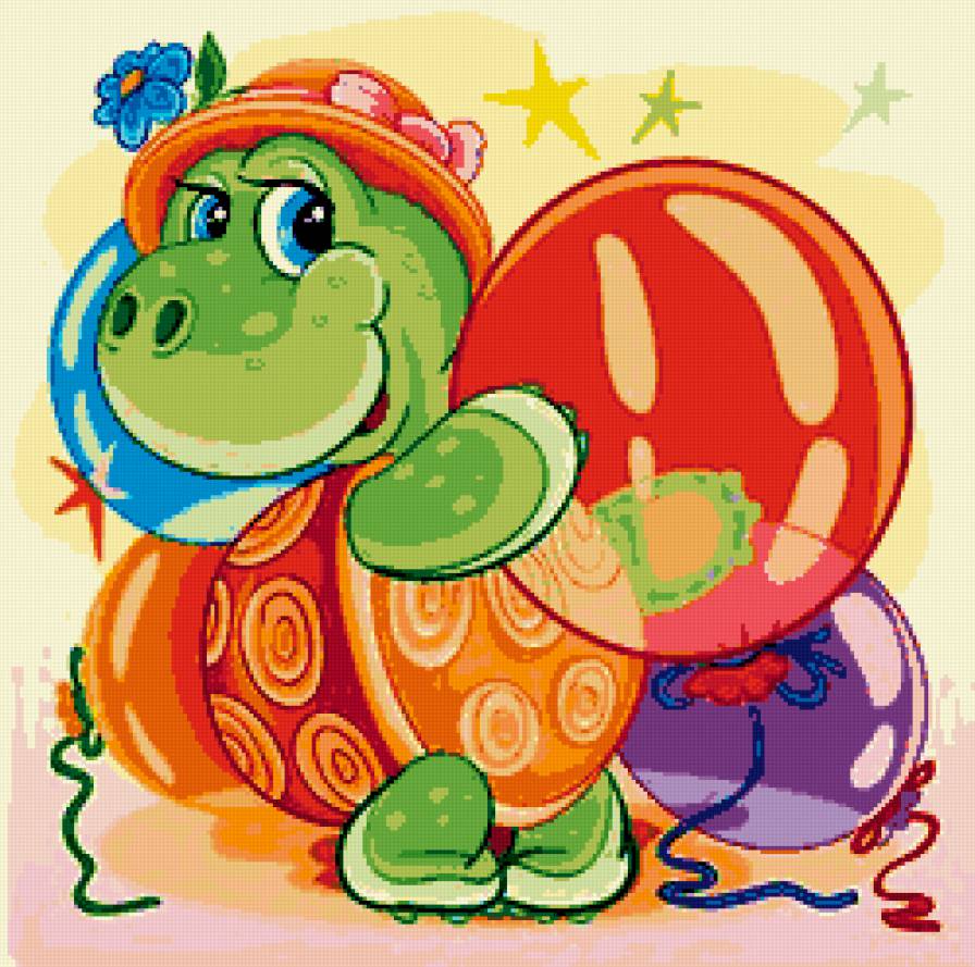 черепашка - зверята, подушка, детям, черепаха, мультик, детская - предпросмотр