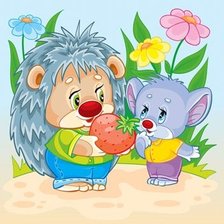 Схема вышивки «ежик и мышонок»