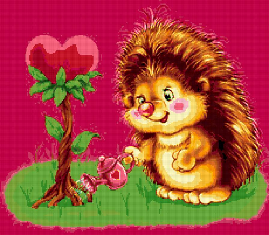 день влюбленных - ежик, валентинка, влюбленных, сердечко, дерево, любовь - предпросмотр