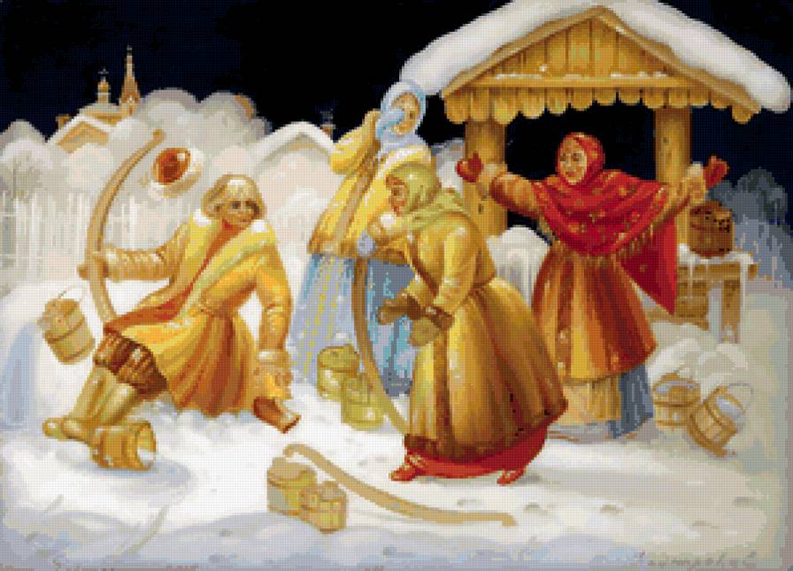 Русская зима - зима, люди - предпросмотр