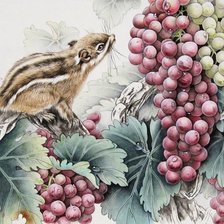 Схема вышивки «Зверёк у винограда»