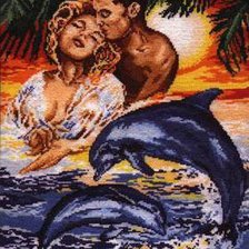 Схема вышивки «пара с дельфинами»