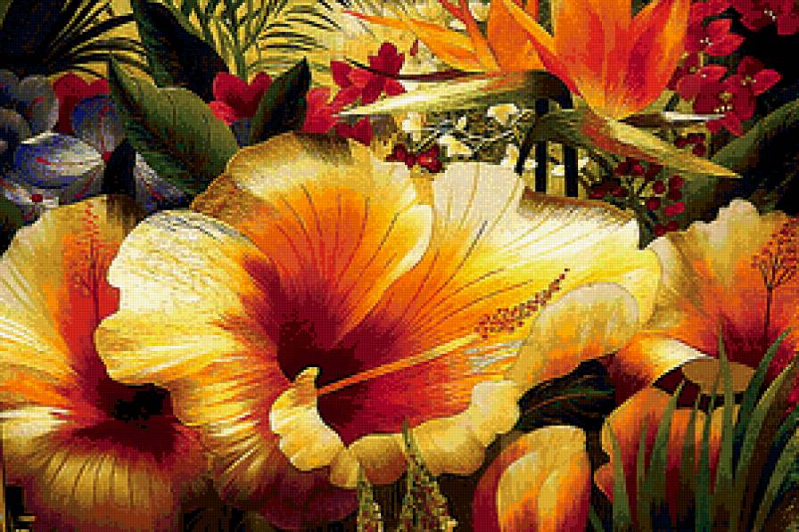 Китайская вышивка - китай, цветы, восток - предпросмотр