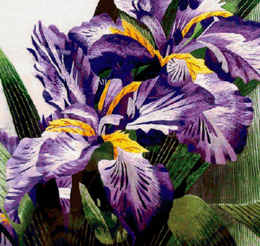Китайская вышивка Ирисы - восток, ирисы, цветы, китай - предпросмотр