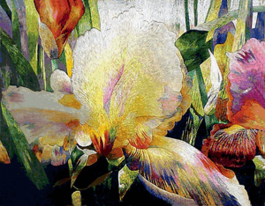 Китайская вышивка Ирисы - ирисы, восток, цветы, китай - предпросмотр