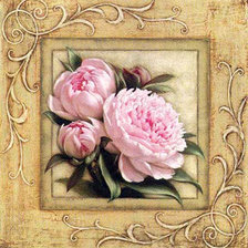 Схема вышивки «пионы в рамке»