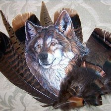 Схема вышивки «ВОЛК (РОСПИСЬ ПЕРЬЕВ)»