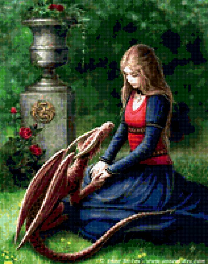 Фэнтези - дракон, девушка, фэнтези - предпросмотр