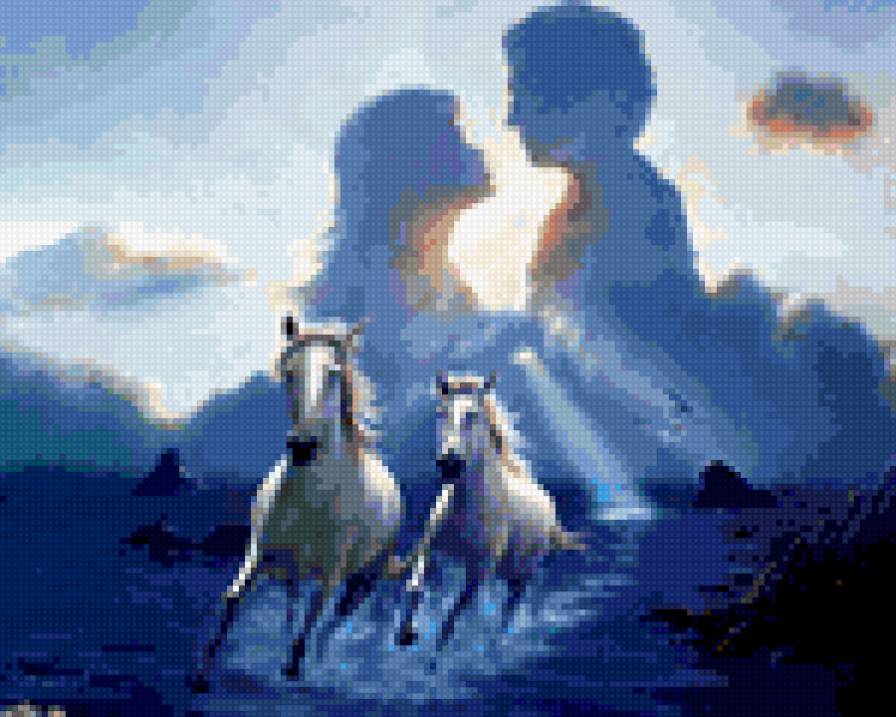 Любовь - море, живопись, кони, любовь - предпросмотр