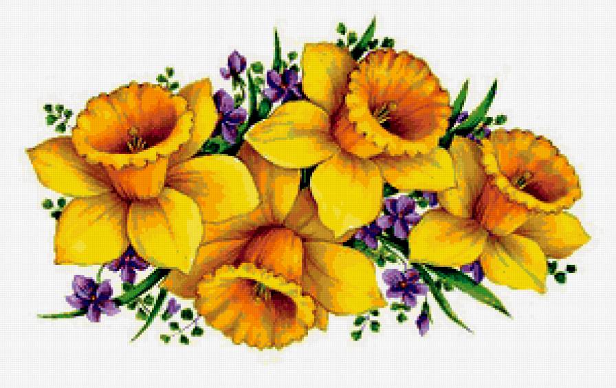 НАРЦЫС - весенние цветы, скатерть, цветы, букет, подушка, композиция - предпросмотр