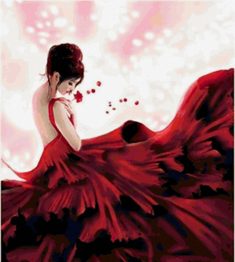 Влюбленная девушка в алом - роза, девушка, цвет, любовь - предпросмотр