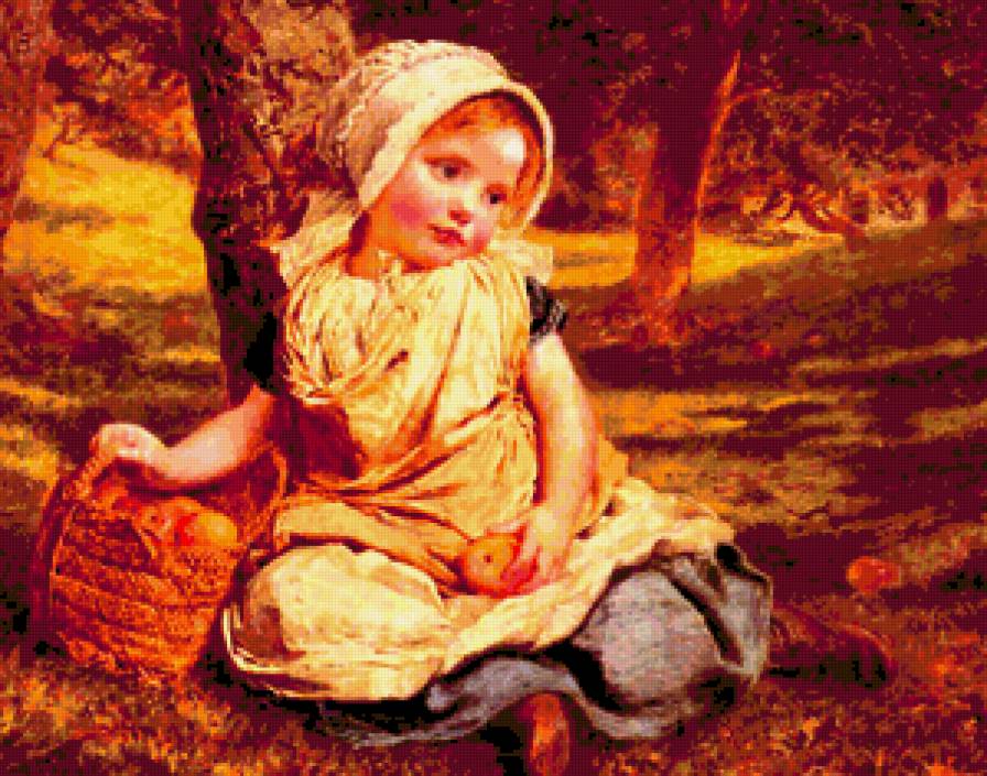 Под яблонями - сад, люди, девочки, яблони, дети - предпросмотр