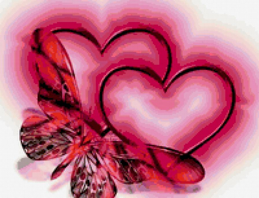 Два сердца и бабочка - день св.валентина - предпросмотр