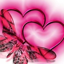 Схема вышивки «Два сердца и бабочка»