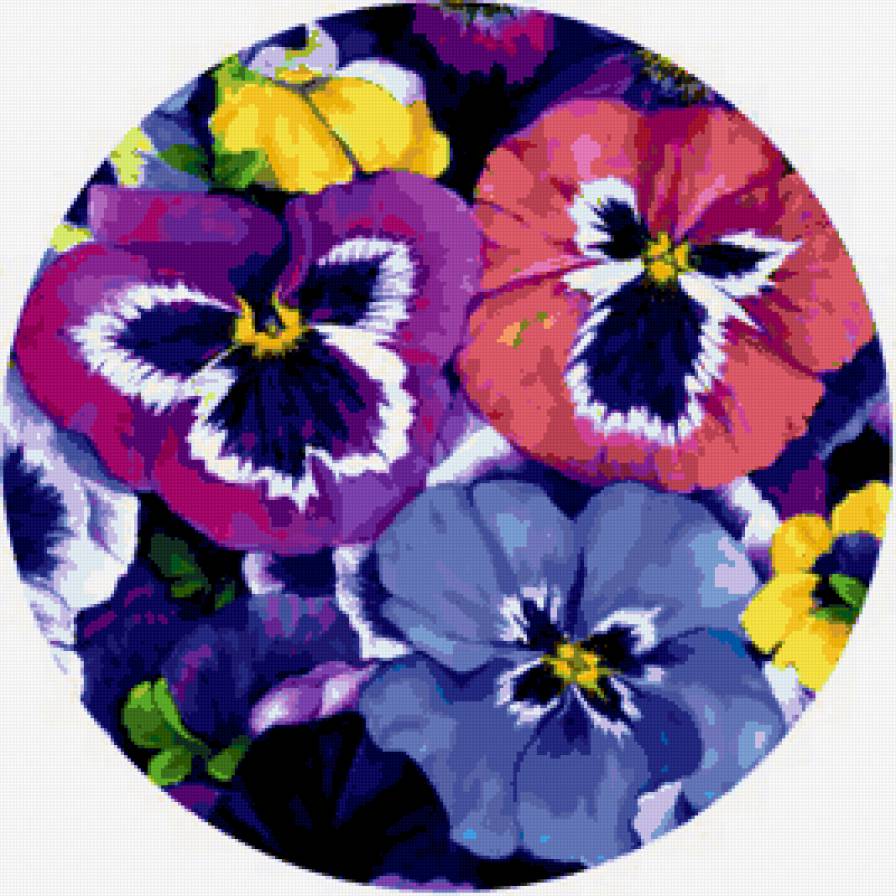 Панно "Анютины глазки" - красота, панно, анютки, фиалки, анютины глазки, цветы, виола - предпросмотр