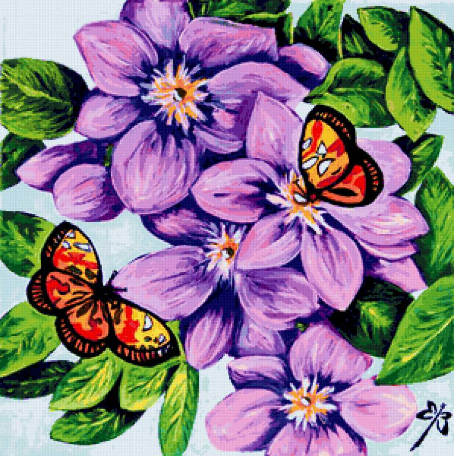 Клематисы и бабочки - цветы, бабочки, клематисы. природа, клематис, цветы и бабочки - предпросмотр