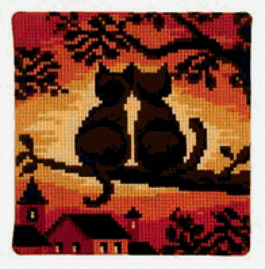 коты на закате подушка - коты на закате подушка - предпросмотр