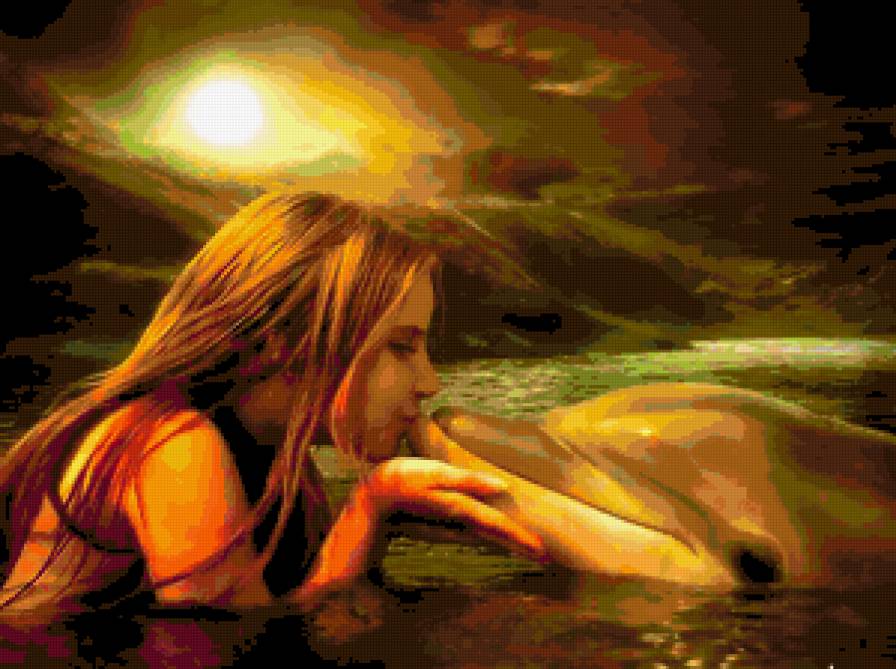 Любовь и дружба - горы, девочка, дельфины, вода, любовь, дружба, море - предпросмотр