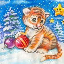 Схема вышивки «тигренок»