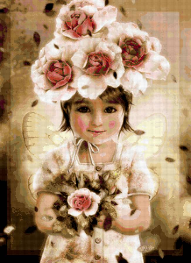 МАЛЕНЬКАЯ МИСС ЭЛЕГАНТНОСТЬ - дети, девочка в шляпе, цветы, , мисс-весна, детское, розы - предпросмотр