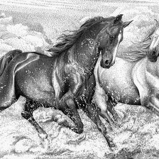 Схема вышивки «Лошади»