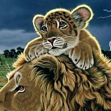 Схема вышивки «Львенок с мамой»