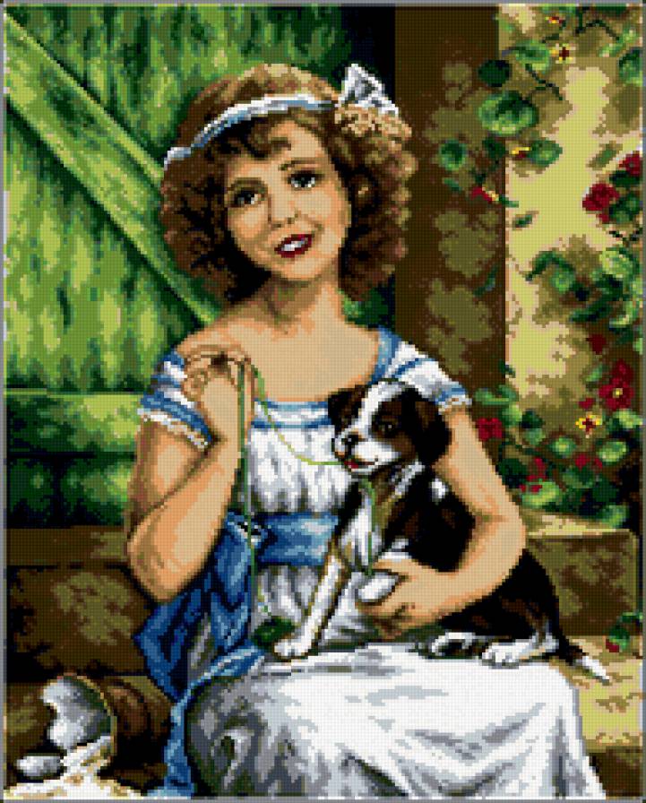 Девочка с собачкой - винтаж, дети - предпросмотр