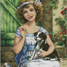 Схема вышивки «Девочка с собачкой»