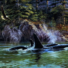 Схема вышивки «Дельфины в заливе»
