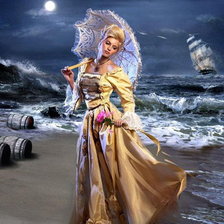 Схема вышивки «Девушка с зонтиком»