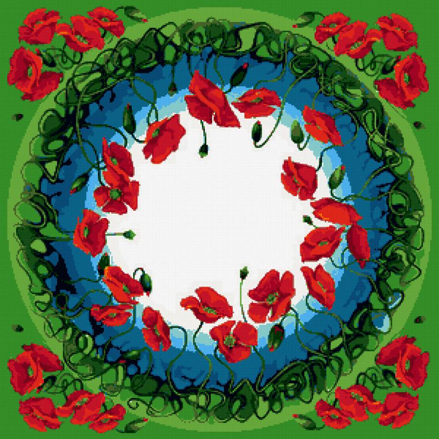 ПОДУШКА "КРАСНЫЕ МАКИ" - мак, узоры, цветы - предпросмотр