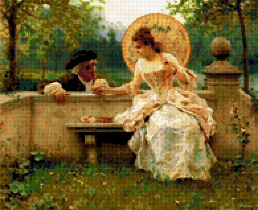 на прогулке - рыцарь с дамой - предпросмотр