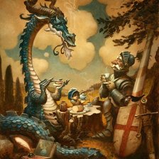 Схема вышивки «дракон и рыцарь»