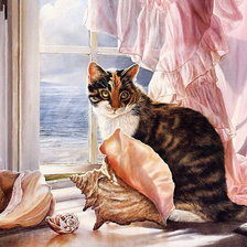 Схема вышивки «кошка на окошке»