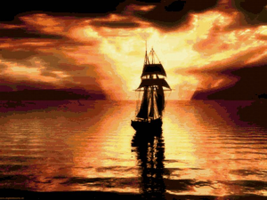 закат и корабль - море, закат, корабль - предпросмотр