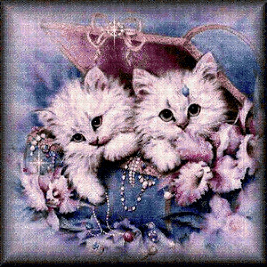 Подушка "ПУШИСТИКИ" - кошка, корзина, котенок, домашние животные - предпросмотр