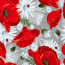 Схема вышивки «Подушка "МАКИ РОМАШКИ"»