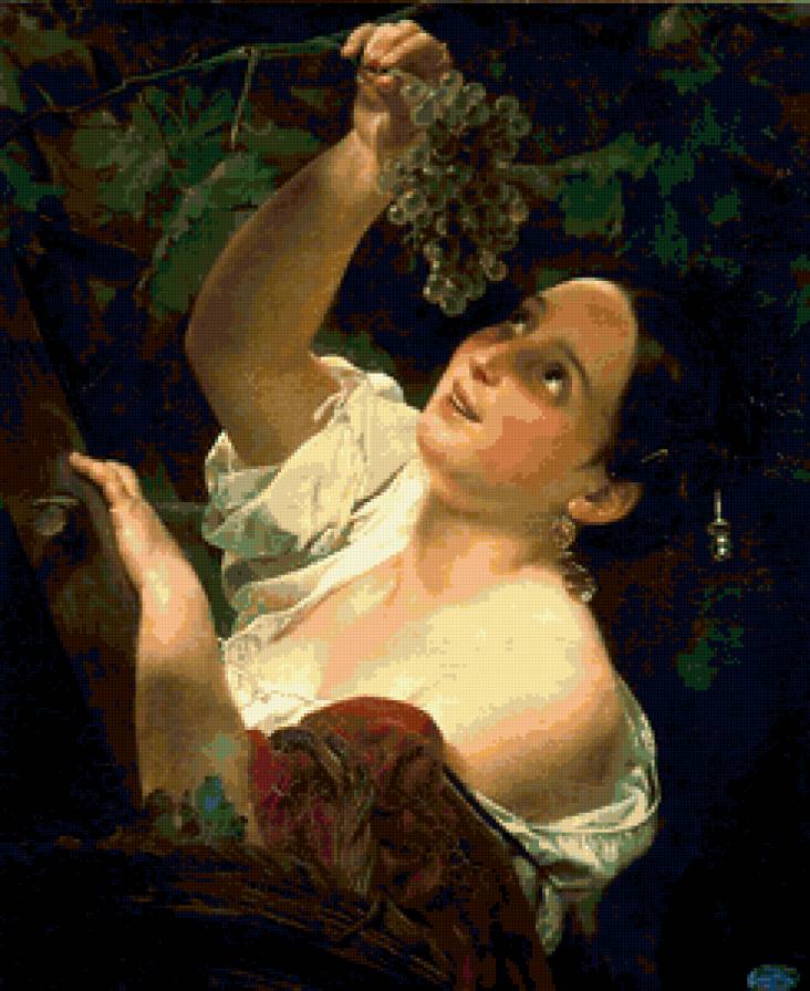 Итальянский полдень. Карл Брюллов - девушка, брюллов, виноград, лоза, картина, живопись - предпросмотр