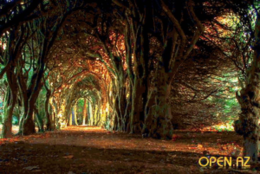 дорога сквозь - арка, лес, картина, природа, красота, дорога - предпросмотр