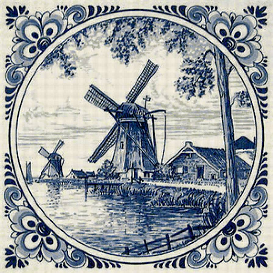 Мельница - гжель - предпросмотр