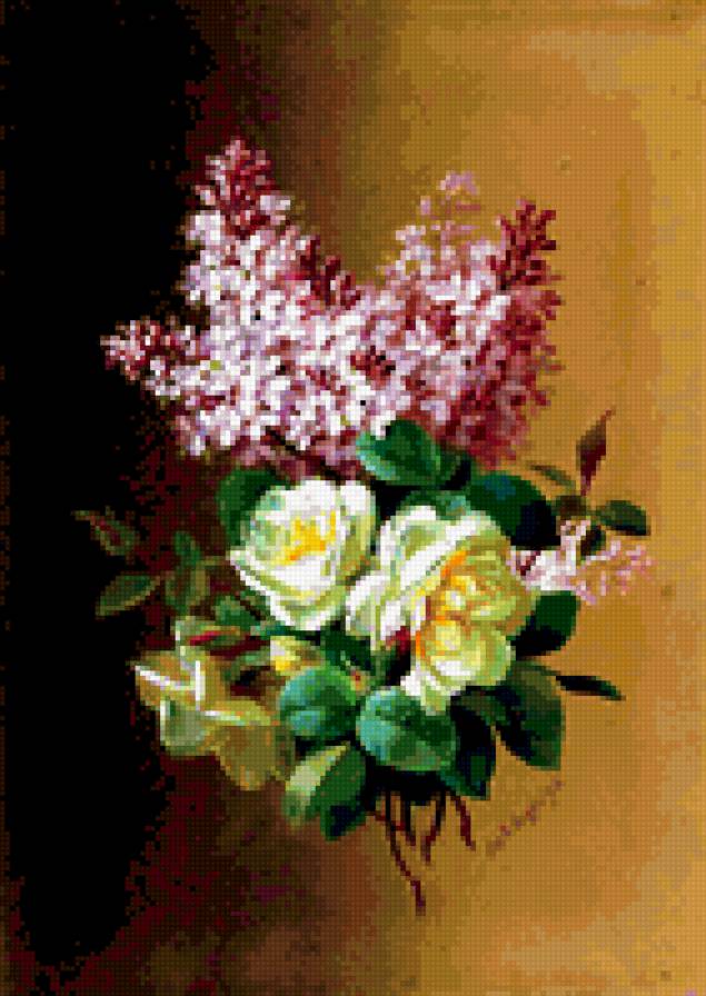 букет - розы, винтаж, сирень - предпросмотр