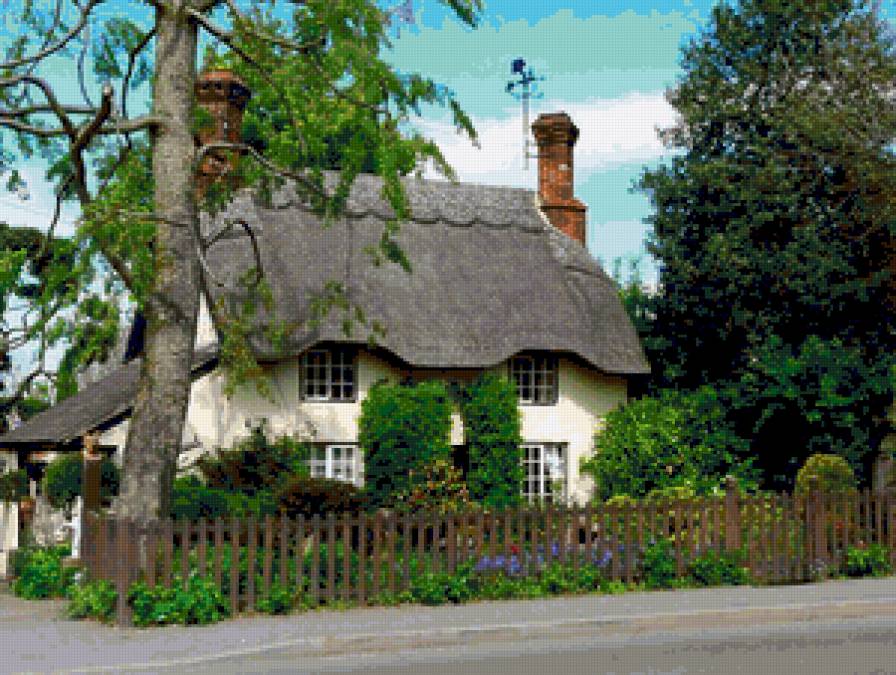 Сказочный домик - дом, природа, улица, забор, цветы - предпросмотр