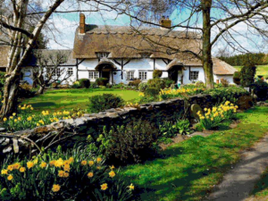 Сказочный домик - дом, цветы, природа, забор, улица - предпросмотр