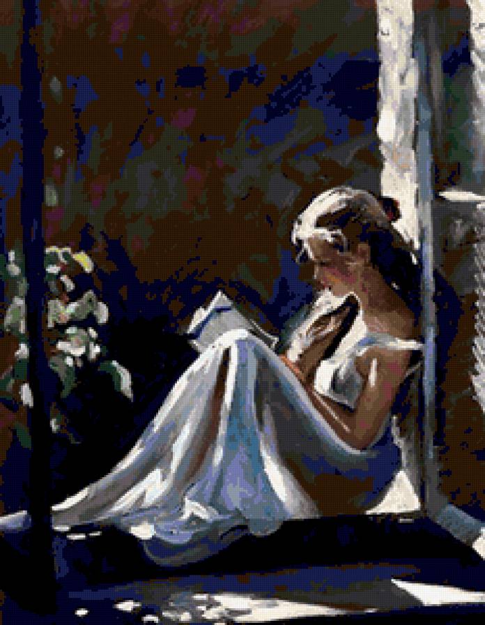 Девушка - девушка, книга, окно - предпросмотр