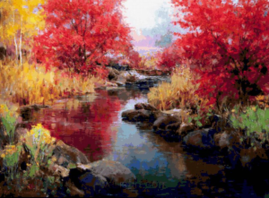 Осенние цвета - пейзаж, осень, река, природа - предпросмотр