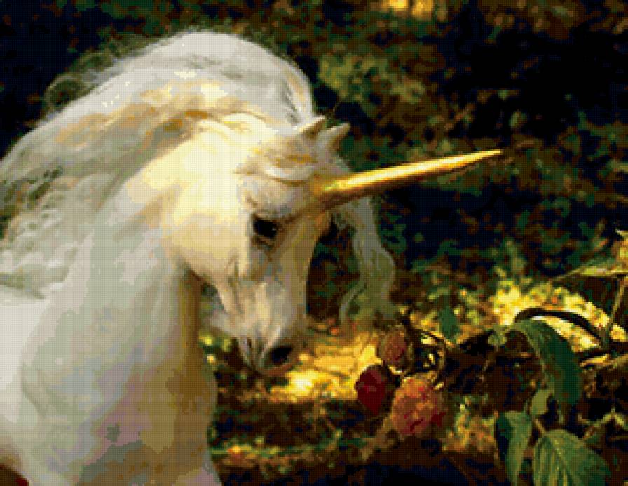 Белый единорог - животные, лошади, кони, единорог - предпросмотр